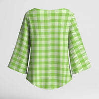 Bright Green Japanese Palaka Pride Kimono Sleeve Blouse - Polynesian Pride