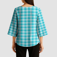 Turquoise Japanese Palaka Pride Kimono Sleeve Blouse - Polynesian Pride