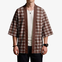 Brown Japanese Palaka Pride Kimono - Polynesian Pride