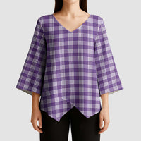 Purple Japanese Palaka Pride Kimono Sleeve Blouse - undefined