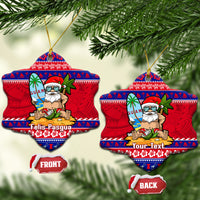 Custom Guam Christmas Ceramic Ornament Guaman Santas Felis Pasgua LT14 Snow Flake Blue - Polynesian Pride