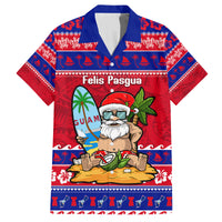 Custom Guam Christmas Family Matching Tank Maxi Dress and Hawaiian Shirt Guaman Santas Felis Pasgua LT14 Dad's Shirt - Short Sleeve Blue - Polynesian Pride