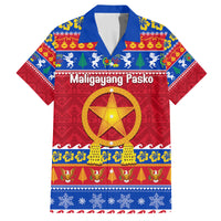 Custom Philippines Christmas Family Matching Off Shoulder Maxi Dress and Hawaiian Shirt Filipino Parol Maligayang Pasko LT14 Dad's Shirt - Short Sleeve Blue - Polynesian Pride