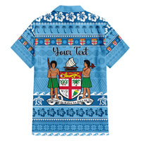 Custom Fiji Christmas Family Matching Off Shoulder Long Sleeve Dress and Hawaiian Shirt Fijian Tapa Marau na Kerisimasi LT14 - Polynesian Pride