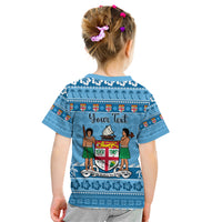 Custom Fiji Christmas Kid T Shirt Fijian Tapa Marau na Kerisimasi LT14 - Polynesian Pride