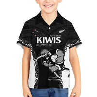 Aotearoa Rugby Custom Family Matching Tank Maxi Dress and Hawaiian Shirt Maori Kiwi - Mascot Style