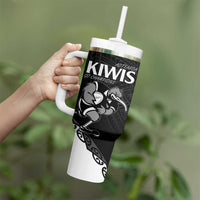 Custom Aotearoa Rugby Tumbler With Handle Maori Kiwi - Mascot Style