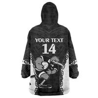 Aotearoa Rugby Custom Wearable Blanket Hoodie Maori Kiwi - Mascot Style