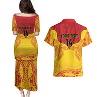 Papua New Guinea Rugby Custom Couples Matching Puletasi and Hawaiian Shirt Go Kumuls PNG - Polynesian Pattern