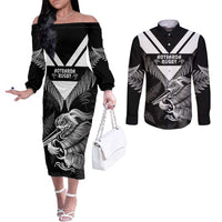 Aotearoa Silver Fern Rugby Custom Couples Matching Off The Shoulder Long Sleeve Dress and Long Sleeve Button Shirt 2024 Go Kiwi