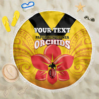 Orchids PNG Rugby Custom Beach Blanket Go Champions Papua New Guinea LT14 One Size 150cm Yellow - Polynesian Pride