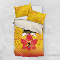 Orchids PNG Rugby Custom Bedding Set Go Champions Papua New Guinea LT14 US Twin 172cm x 218cm Yellow - Polynesian Pride
