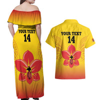 Orchids PNG Rugby Custom Couples Matching Off Shoulder Maxi Dress and Hawaiian Shirt Go Champions Papua New Guinea