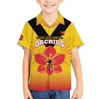 Orchids PNG Rugby Custom Family Matching Short Sleeve Bodycon Dress and Hawaiian Shirt Go Champions Papua New Guinea