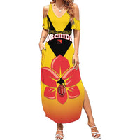 Orchids PNG Rugby Custom Family Matching Summer Maxi Dress and Hawaiian Shirt Go Champions Papua New Guinea