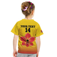 Orchids PNG Rugby Custom Kid T Shirt Go Champions Papua New Guinea