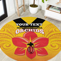 Orchids PNG Rugby Custom Round Carpet Go Champions Papua New Guinea LT14 Yellow - Polynesian Pride