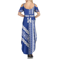 Fetu Samoa Rugby Custom Family Matching Summer Maxi Dress and Hawaiian Shirt Siapo Pattern - Sporty Style