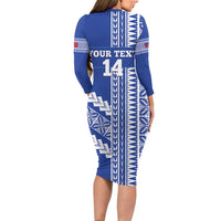 Fetu Samoa Rugby Custom Long Sleeve Bodycon Dress Siapo Pattern - Sporty Style