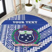Fetu Samoa Rugby Custom Round Carpet Siapo Pattern - Sporty Style LT14 Blue - Polynesian Pride