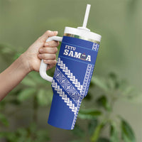 Custom Fetu Samoa Rugby Tumbler With Handle Siapo Pattern - Sporty Style