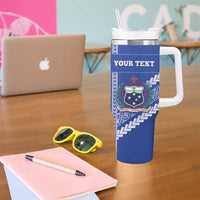 Custom Fetu Samoa Rugby Tumbler With Handle Siapo Pattern - Sporty Style