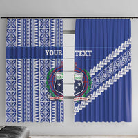 Fetu Samoa Rugby Custom Window Curtain Siapo Pattern - Sporty Style LT14 With Hooks Blue - Polynesian Pride