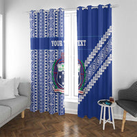 Fetu Samoa Rugby Custom Window Curtain Siapo Pattern - Sporty Style LT14 With Grommets Blue - Polynesian Pride