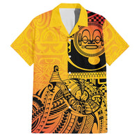 Marquesas Islands Family Matching Long Sleeve Bodycon Dress and Hawaiian Shirt Marquesan Matatiki Fish Hook Patutiki LT14 Dad's Shirt - Short Sleeve Yellow - Polynesian Pride