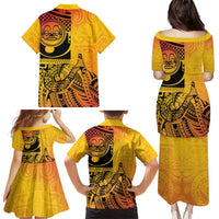 Marquesas Islands Family Matching Puletasi and Hawaiian Shirt Marquesan Matatiki Fish Hook Patutiki - Polynesian Pride