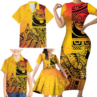Marquesas Islands Family Matching Short Sleeve Bodycon Dress and Hawaiian Shirt Marquesan Matatiki Fish Hook Patutiki - Polynesian Pride