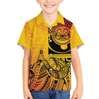 Marquesas Islands Kid Hawaiian Shirt Marquesan Matatiki Fish Hook Patutiki LT14 Kid Yellow - Polynesian Pride