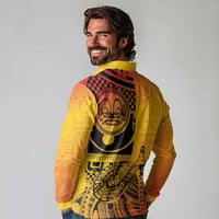 Marquesas Islands Long Sleeve Polo Shirt Marquesan Matatiki Fish Hook Patutiki - Polynesian Pride