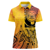 Marquesas Islands Women Polo Shirt Marquesan Matatiki Fish Hook Patutiki LT14 Female Yellow - Polynesian Pride