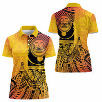 Marquesas Islands Women Polo Shirt Marquesan Matatiki Fish Hook Patutiki - Polynesian Pride