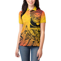 Marquesas Islands Women Polo Shirt Marquesan Matatiki Fish Hook Patutiki LT14 - Polynesian Pride