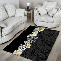 Black Samoa Tattoo Area Rug Plumeria Samoan Ocean Tatau Pattern - Polynesian Pride
