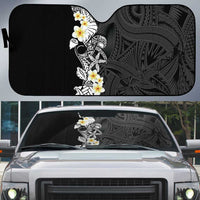 Black Samoa Tattoo Auto Sun Shade Plumeria Samoan Ocean Tatau Pattern - Polynesian Pride