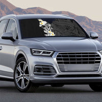 Black Samoa Tattoo Auto Sun Shade Plumeria Samoan Ocean Tatau Pattern - Polynesian Pride