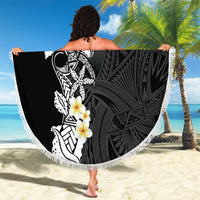 Black Samoa Tattoo Beach Blanket Plumeria Samoan Ocean Tatau Pattern - Polynesian Pride