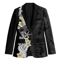 Black Samoa Tattoo Blazer Plumeria Samoan Ocean Tatau Pattern - Polynesian Pride