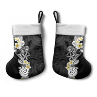 Black Samoa Tattoo Christmas Stocking Plumeria Samoan Ocean Tatau Pattern - Polynesian Pride