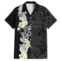Black Samoa Tattoo Family Matching Off The Shoulder Long Sleeve Dress and Hawaiian Shirt Plumeria Samoan Ocean Tatau Pattern - Polynesian Pride