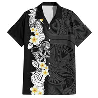 Black Samoa Tattoo Family Matching Off Shoulder Short Dress and Hawaiian Shirt Plumeria Samoan Ocean Tatau Pattern - Polynesian Pride