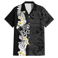 Black Samoa Tattoo Family Matching Short Sleeve Bodycon Dress and Hawaiian Shirt Plumeria Samoan Ocean Tatau Pattern - Polynesian Pride