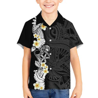 Black Samoa Tattoo Kid Hawaiian Shirt Plumeria Samoan Ocean Tatau Pattern LT14 Kid Black - Polynesian Pride