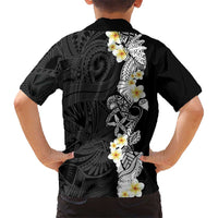 Black Samoa Tattoo Kid Hawaiian Shirt Plumeria Samoan Ocean Tatau Pattern LT14 - Polynesian Pride