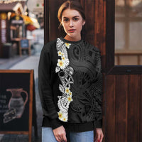 Black Samoa Tattoo Ugly Christmas Sweater Plumeria Samoan Ocean Tatau Pattern - Polynesian Pride