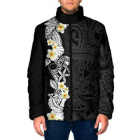 Black Samoa Tattoo Padded Jacket Plumeria Samoan Ocean Tatau Pattern - Polynesian Pride