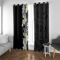 Black Samoa Tattoo Window Curtain Plumeria Samoan Ocean Tatau Pattern - Polynesian Pride